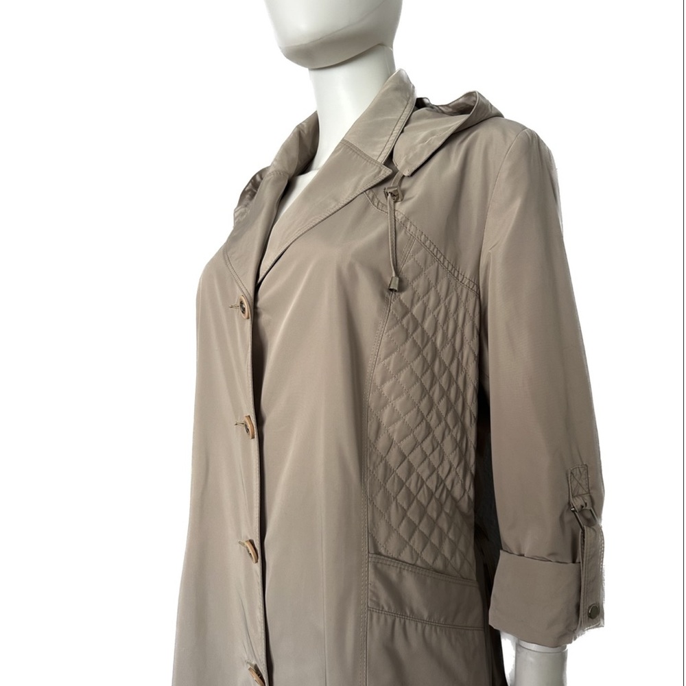 WOMEN PLUS SIZE TRENCH COAT HOODED BELTED COAT LINED COLLARED SINGLE-BREASTED - Picture 12 of 13